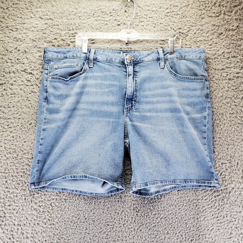 Lee Shorts Womens Plus 22 Blue Regular Fit Mid Rise Denim Jorts